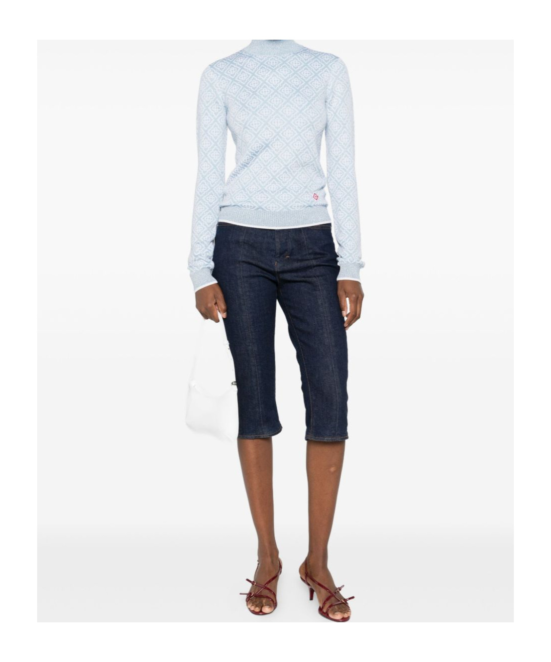 Casablanca Turtleneck Long-sleeved Sweater In White