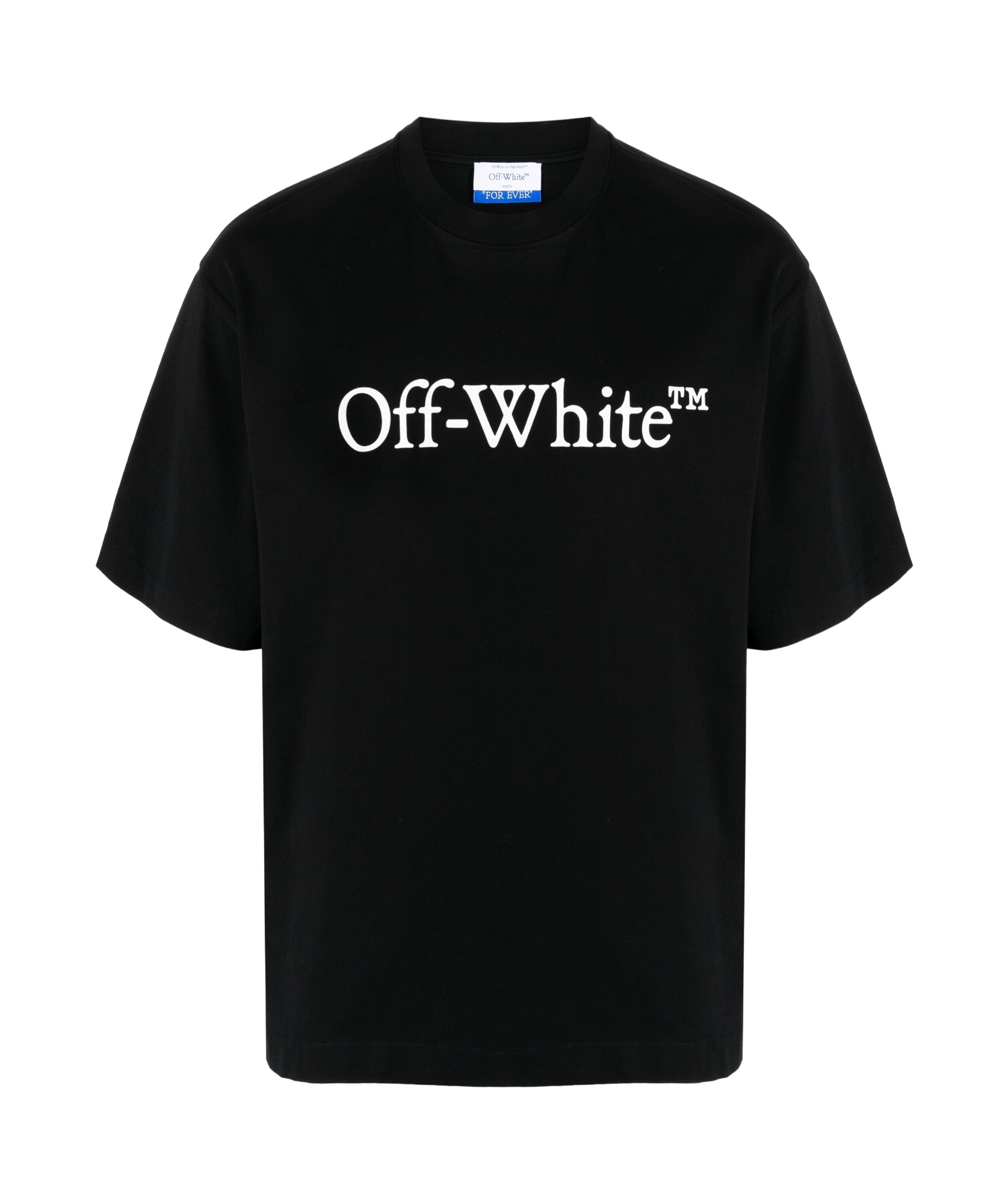 Off-white Black Oversized T-shirt With Contrasting Logo Lettering Print In Cotton Man