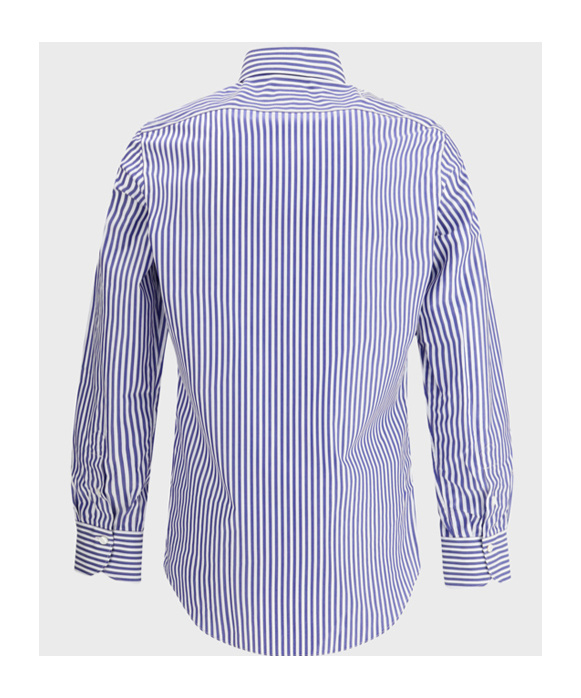 Shop Finamore 1925 Napoli Striped Cotton Shirt In Blue