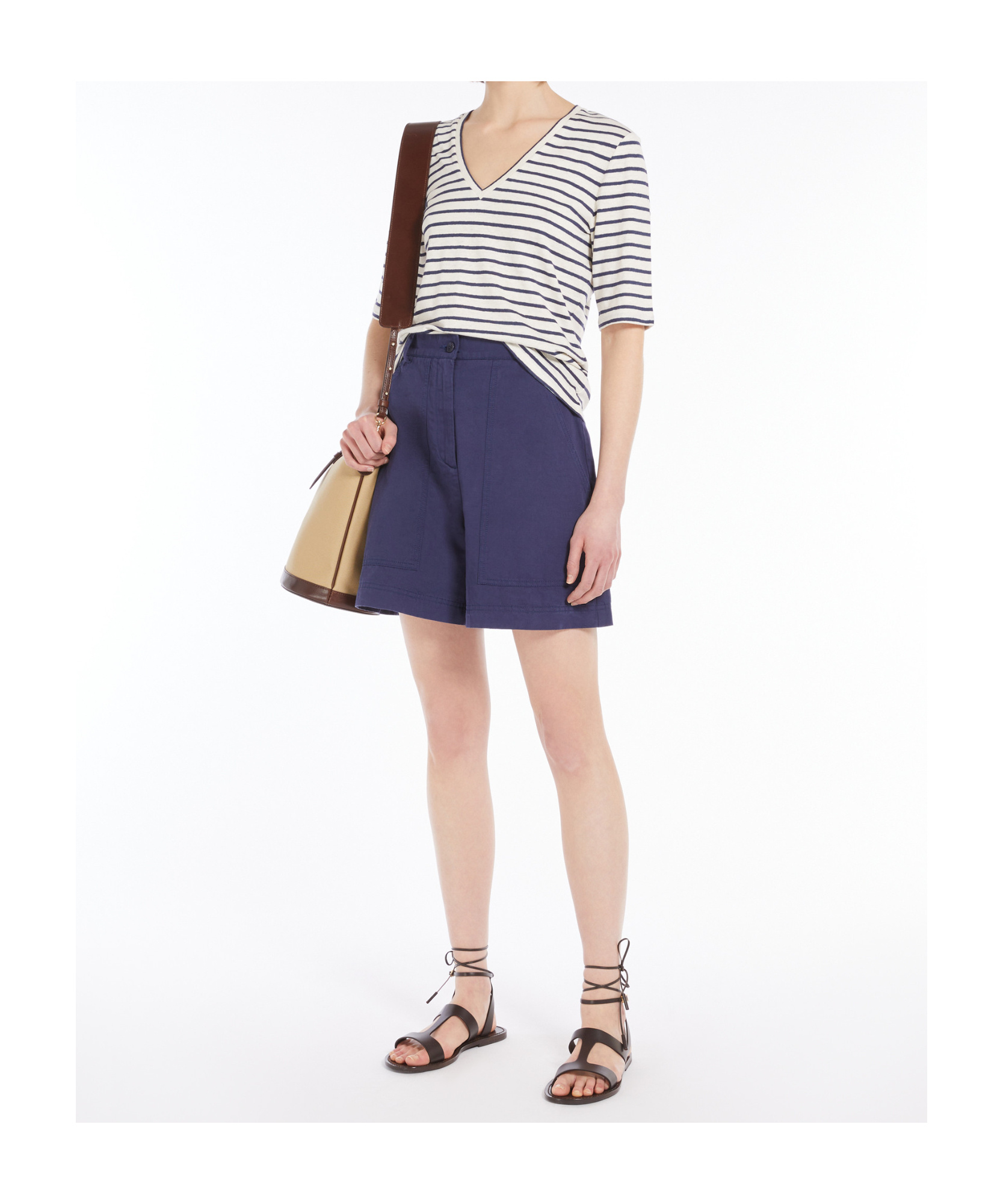 Weekend Max Mara Stretch Linen Jersey T-shirt In Navy Blue