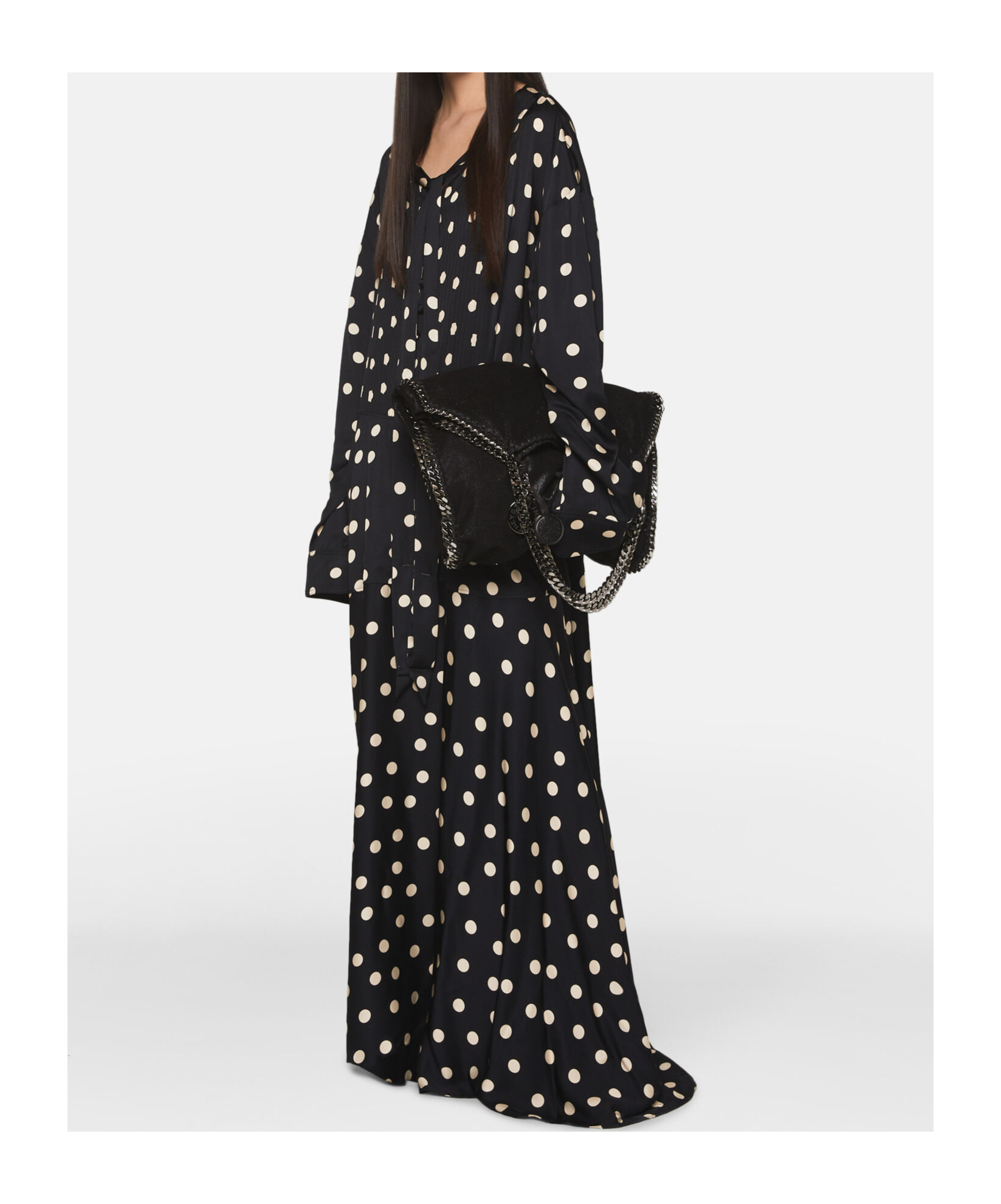 Stella Mccartney Long-sleeve Polka Dot Maxi Dress In Black