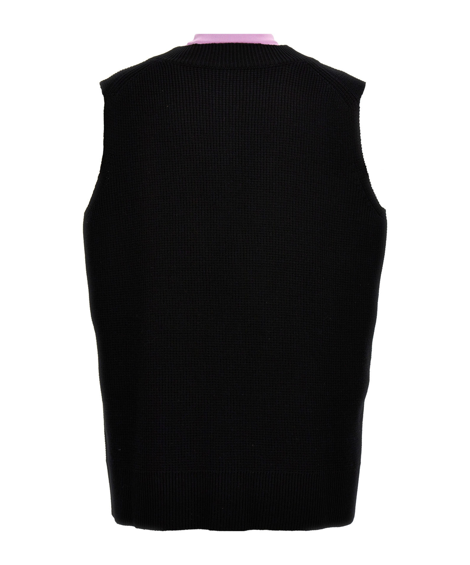 Jil Sander Ribbed Knit Sleeveless V-neck Vest In Black