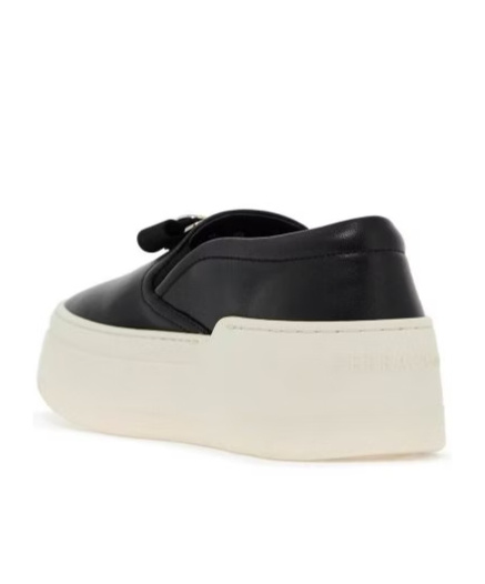 Ferragamo Women's New Vara Plate Slip-on Sneakers In White
