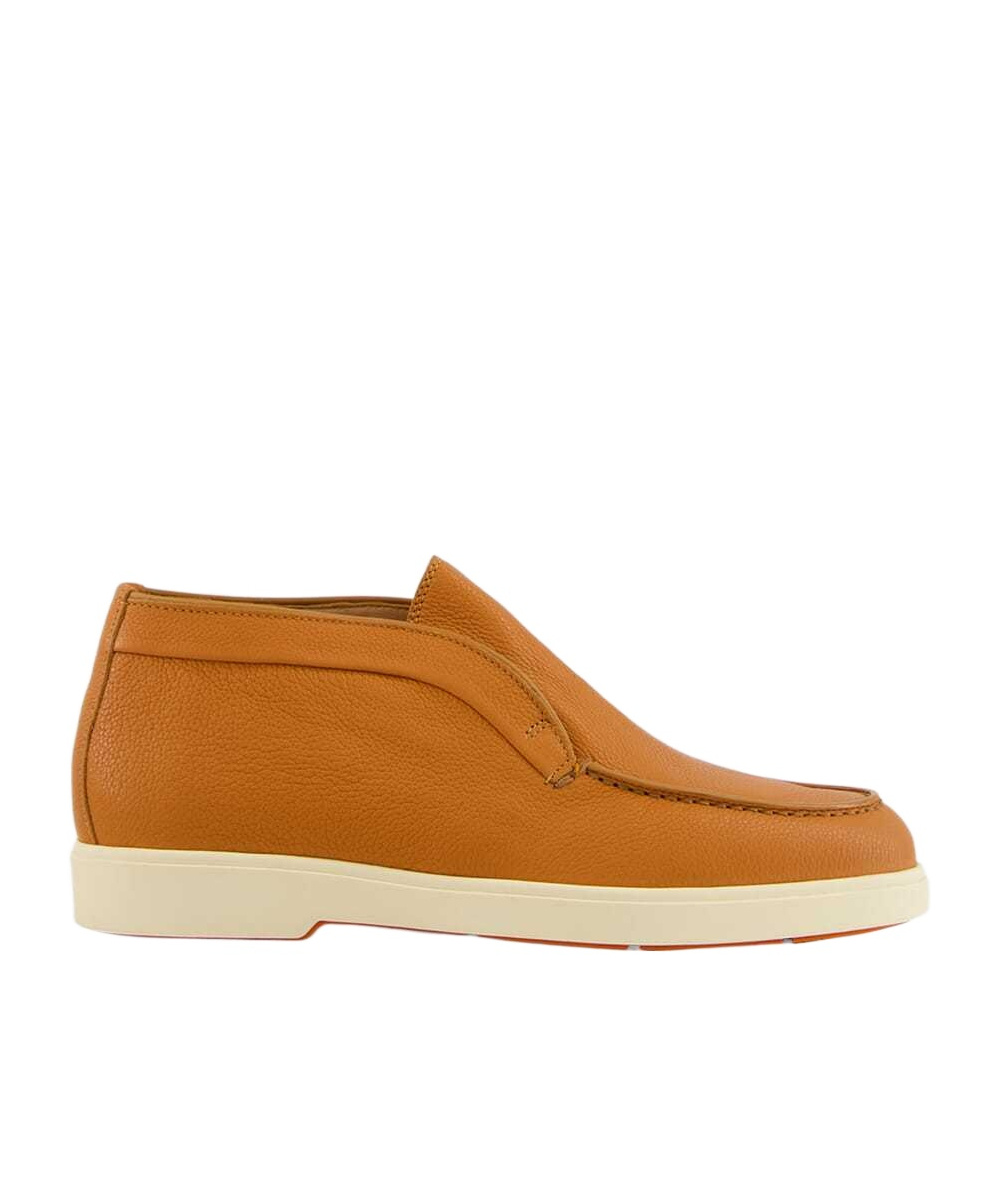 Santoni Leather Slip-on Boots In Brown
