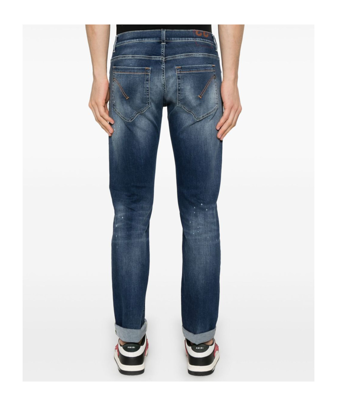 Dondup Indigo Blue Trousers With Distressed Finish And Classic Five-pocket Design In Blue