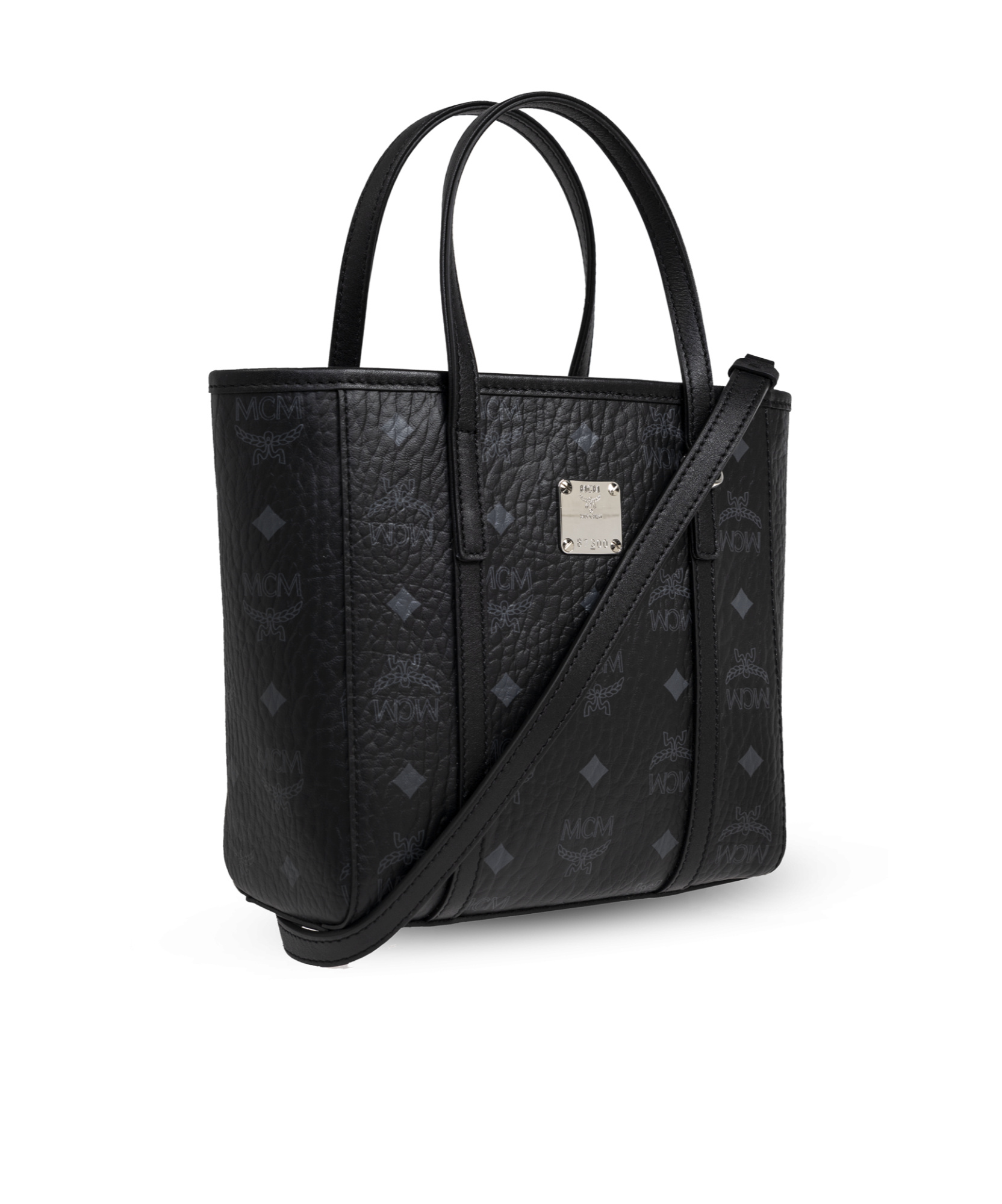Mcm Signature Pattern Shoulder Bag In Black