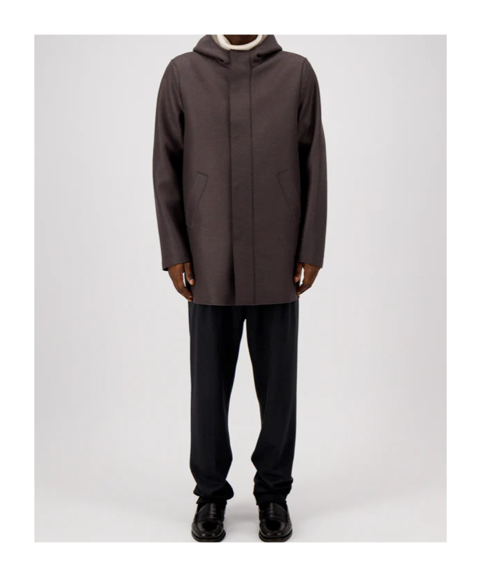 Harris Wharf London Parka Pressed Wool And Boucle In Brown