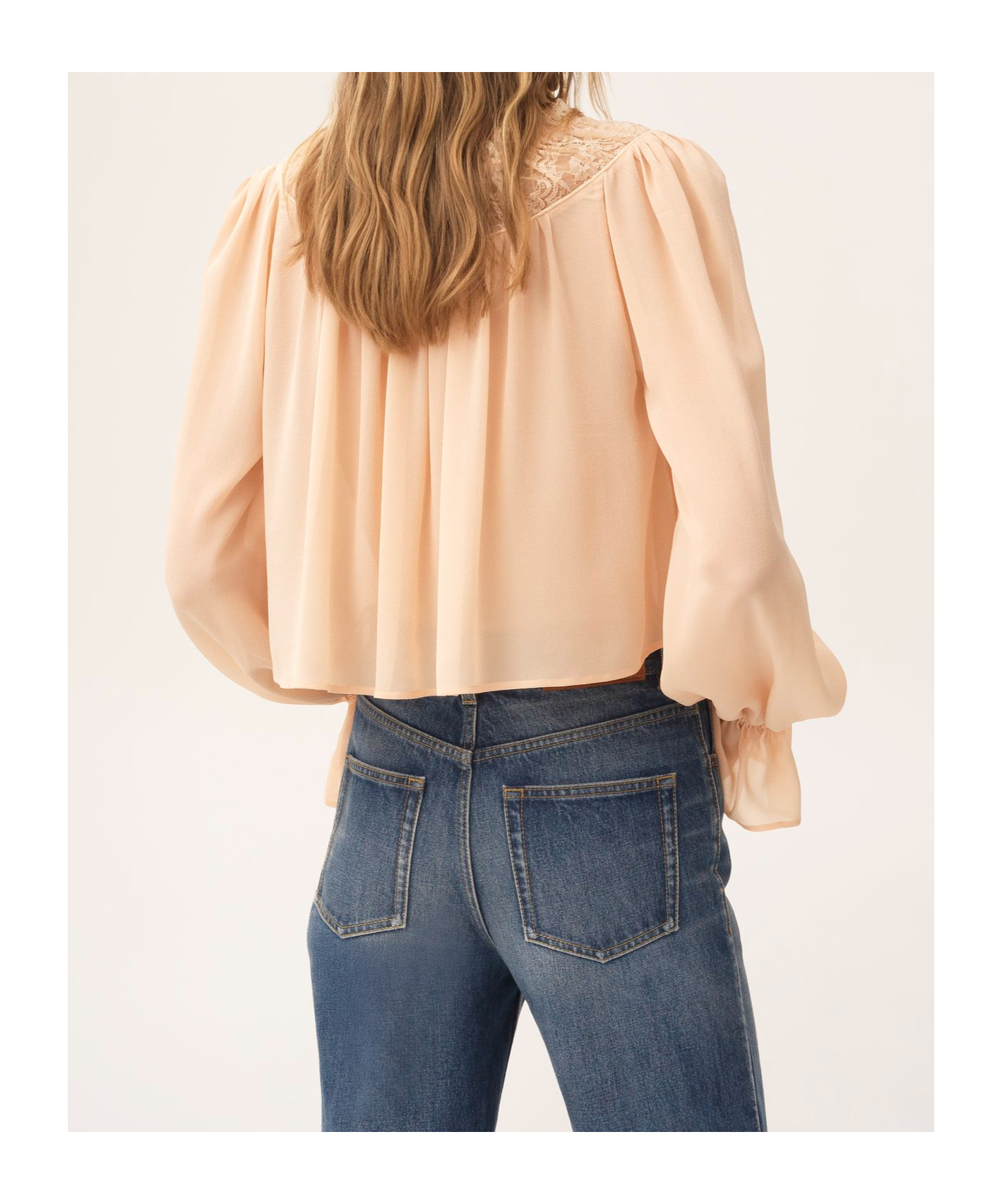 Chloé Blouse With Tie In Pink Silk Georgette Women In Neutral