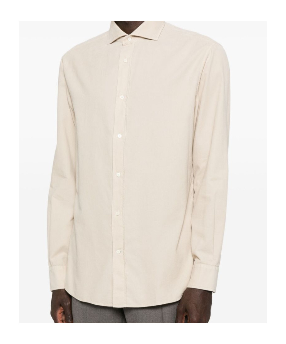 Brunello Cucinelli Beige Cotton Button-down Shirt In Neutral