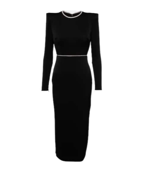 Alex Perry Crystal-embellished Satin Midi Dress In Black