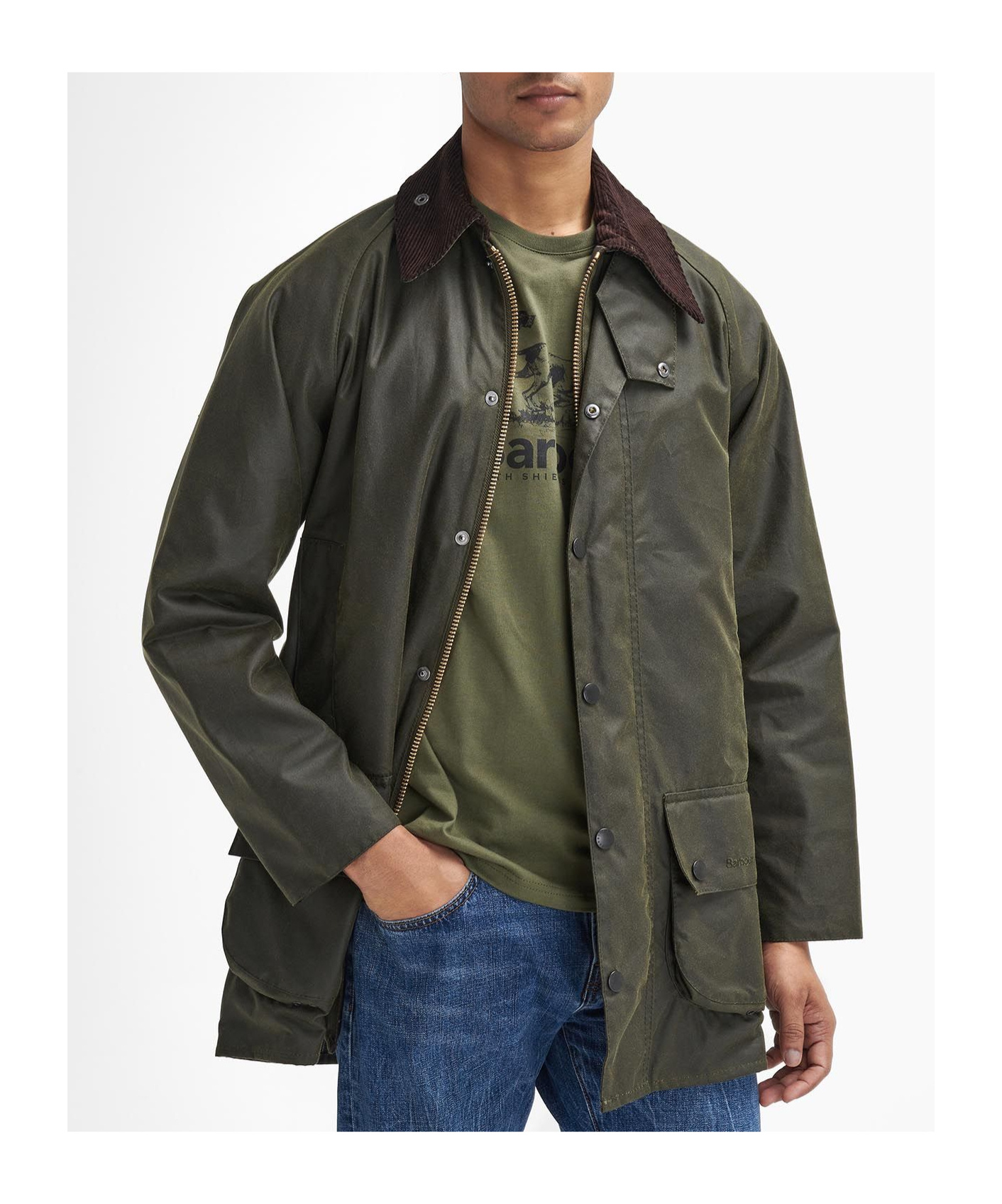 Barbour Beaufort Zipper Jacket In Green