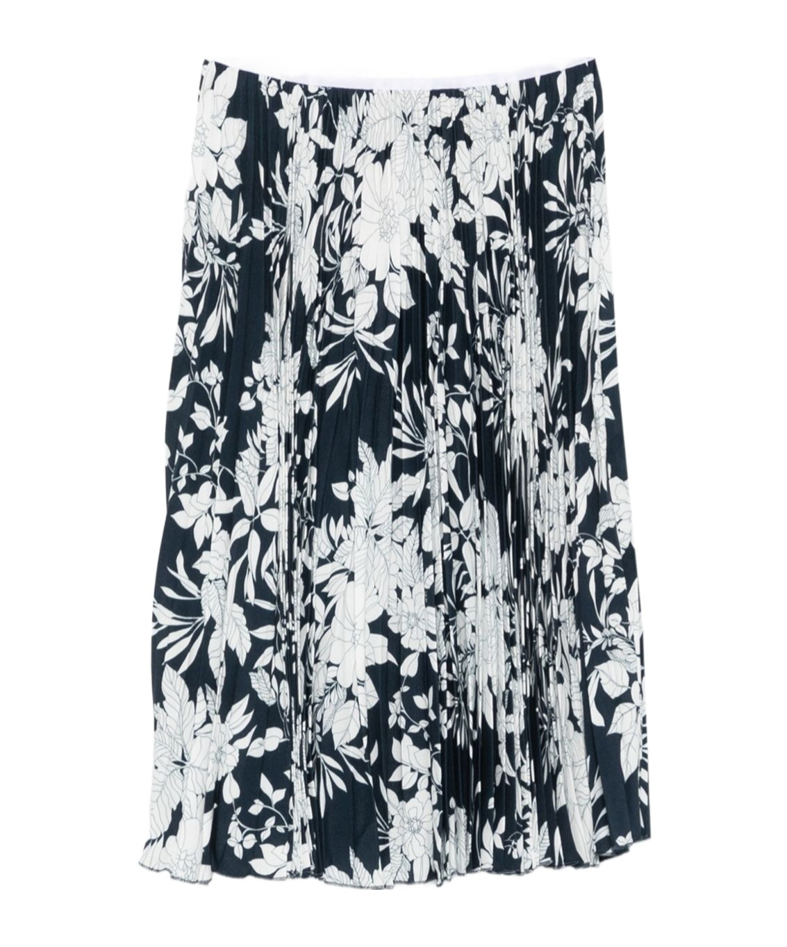 N°21 Pleated Floral-print Midi Skirt In Black