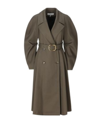 Loewe Circle Trench Coat With Belted Waist In Green