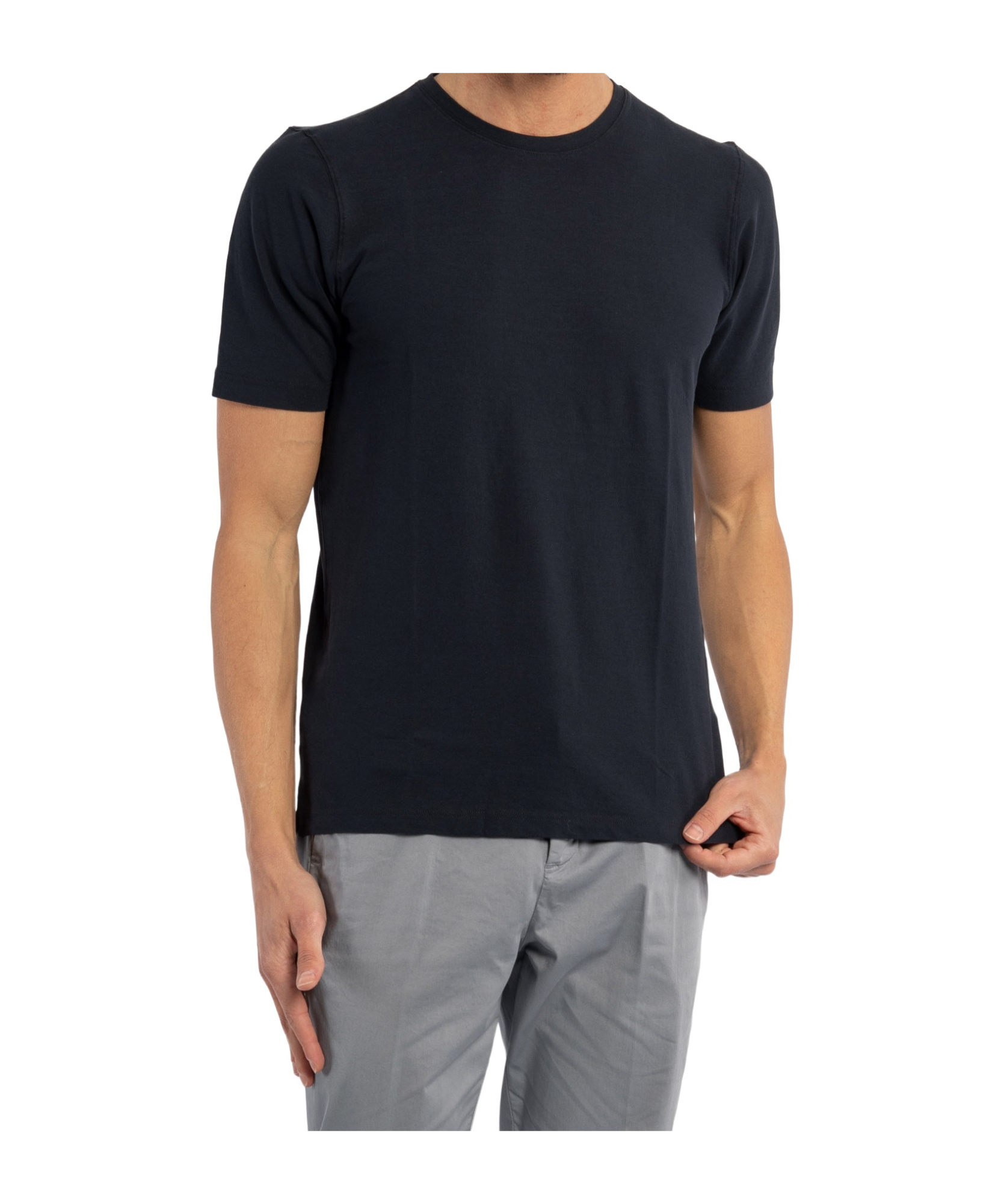 Gran Sasso T-shirt M/c Retta In Filo Cotone Organico T-shirt In Black