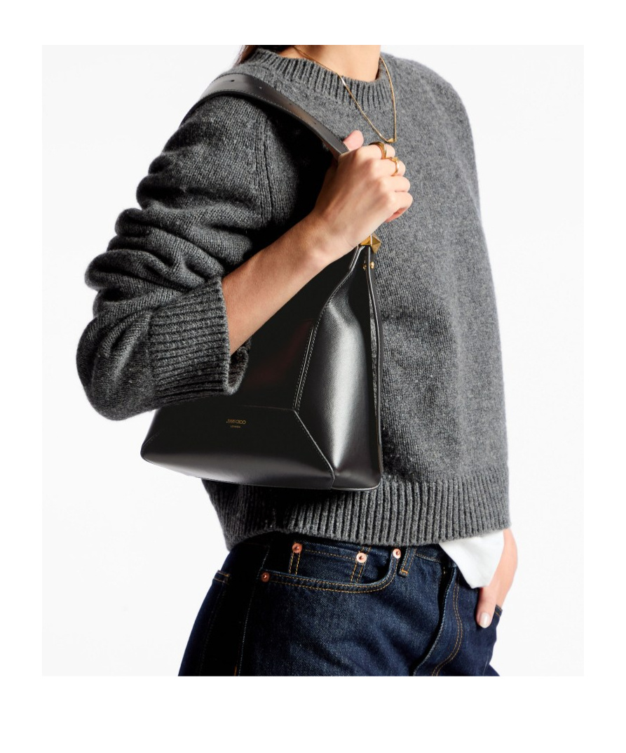 Jimmy Choo Diamond Structured Shoulder Bag With Metal Hardware In Black