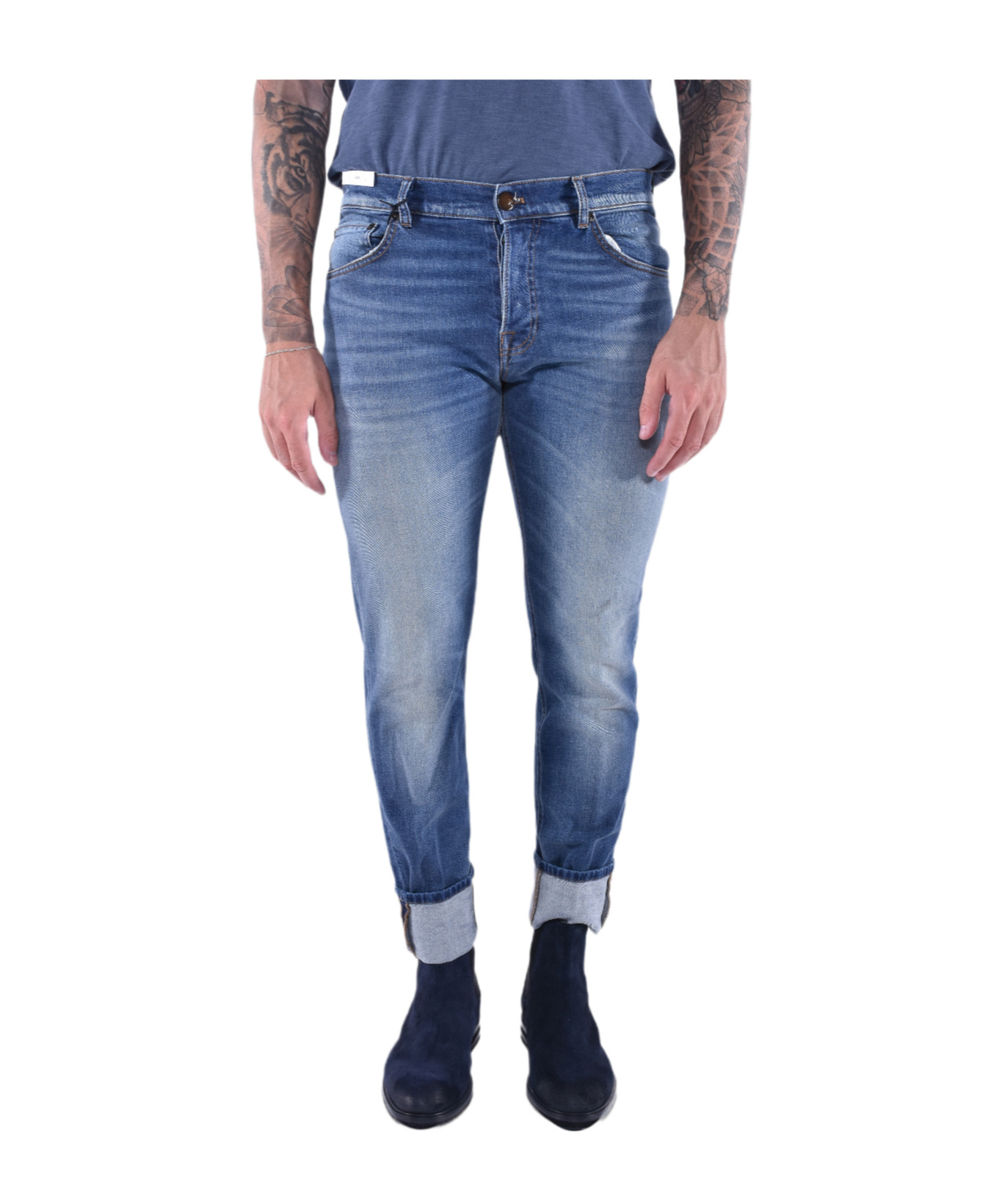 Pt Torino Jeans With Belt Loops In Blue