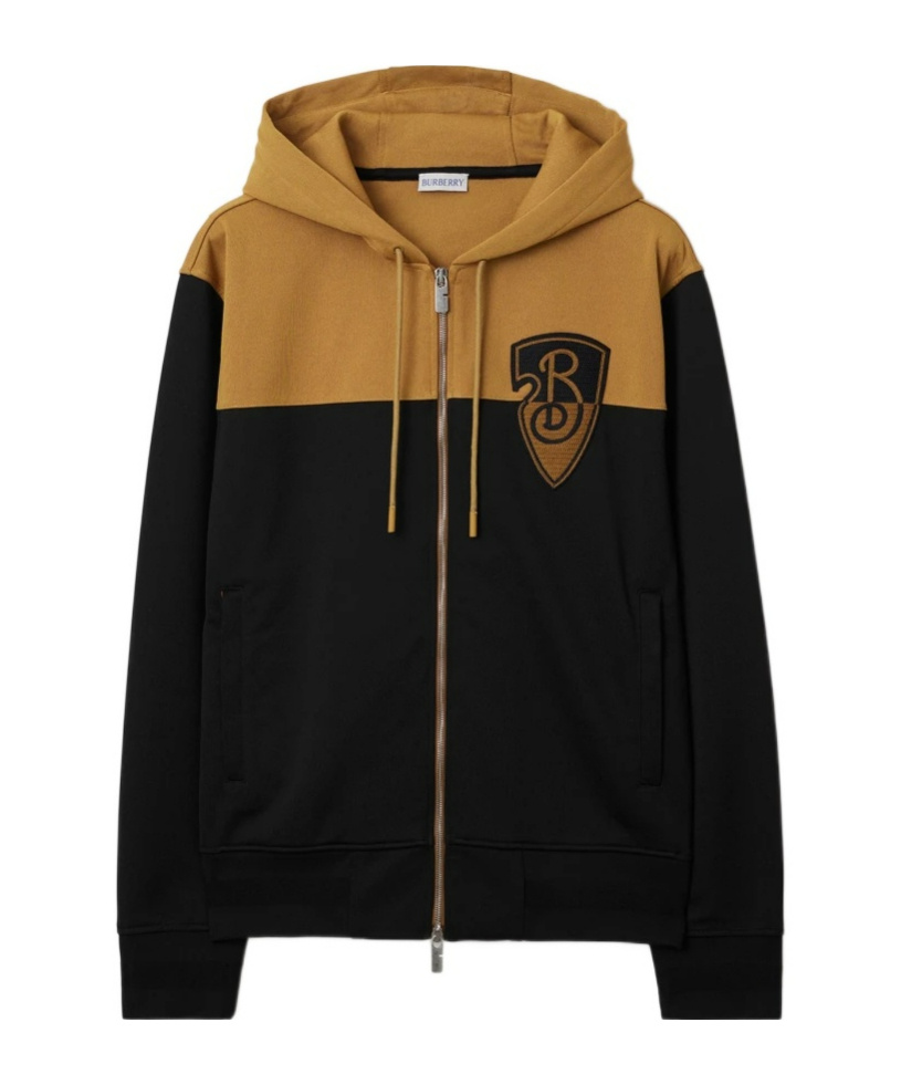 Shop Burberry B Shield-logo Zip-up Hoodie In Black