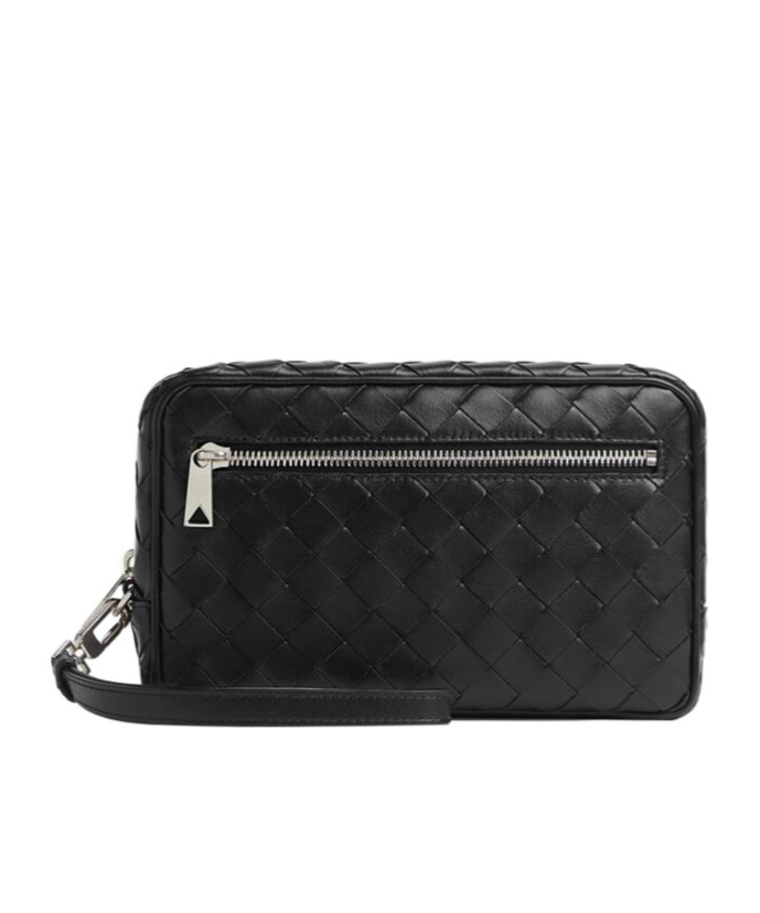Bottega Veneta Men's Intrecciato Small Pouch In Black