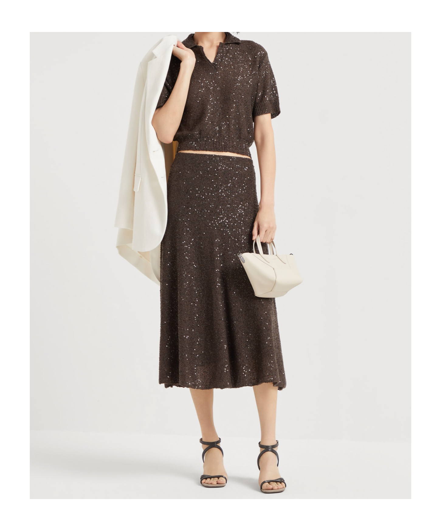 Brunello Cucinelli Dazzling Texture Polo In Brown