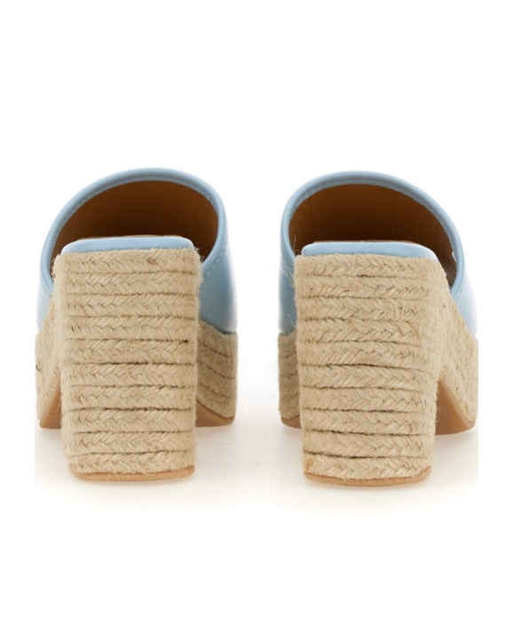 Moschino Denim-inspired Slide Sandals With Espadrille-style Sole In Nude