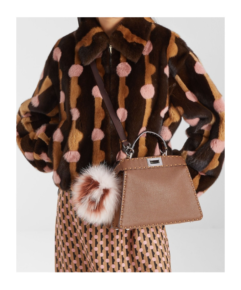 Fendi Peekaboo Iseeu Small Multicolour Sage Selleria Bag With 556 Hand-sewn Topstitches In Brown
