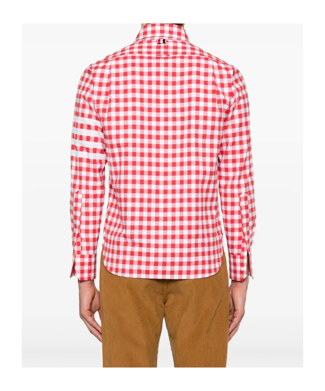 Thom Browne Round Hem Zip Up Shirt With T Bar Puller In Red