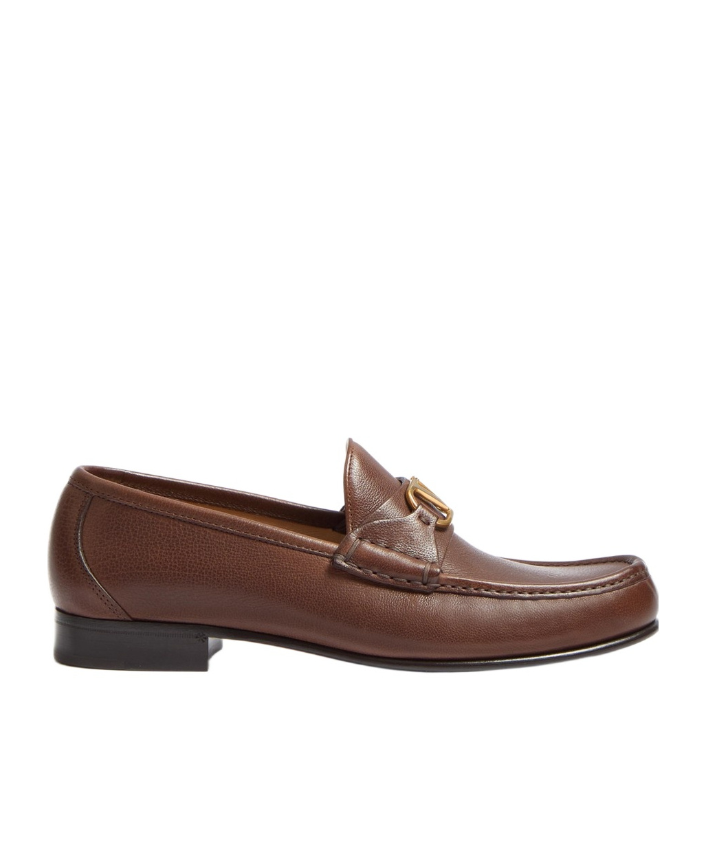 Valentino Loafers Leather Gold-tone Hardware In Brown