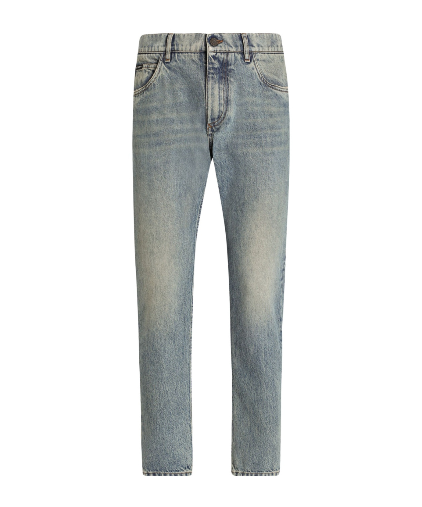 Dolce & Gabbana Straight Jeans With A Lightened Effect In Gray