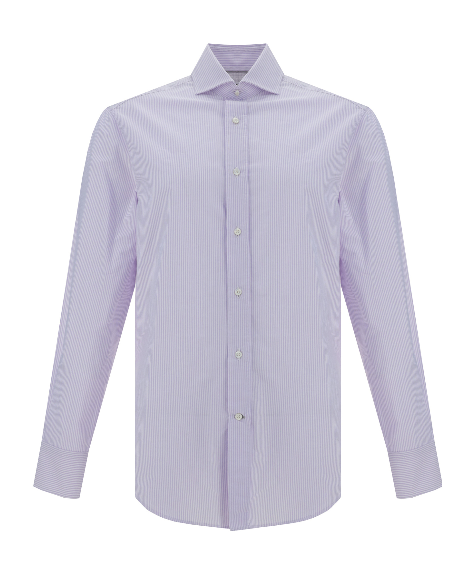 Brunello Cucinelli Striped Cotton Shirt Button-down Collar In Gray