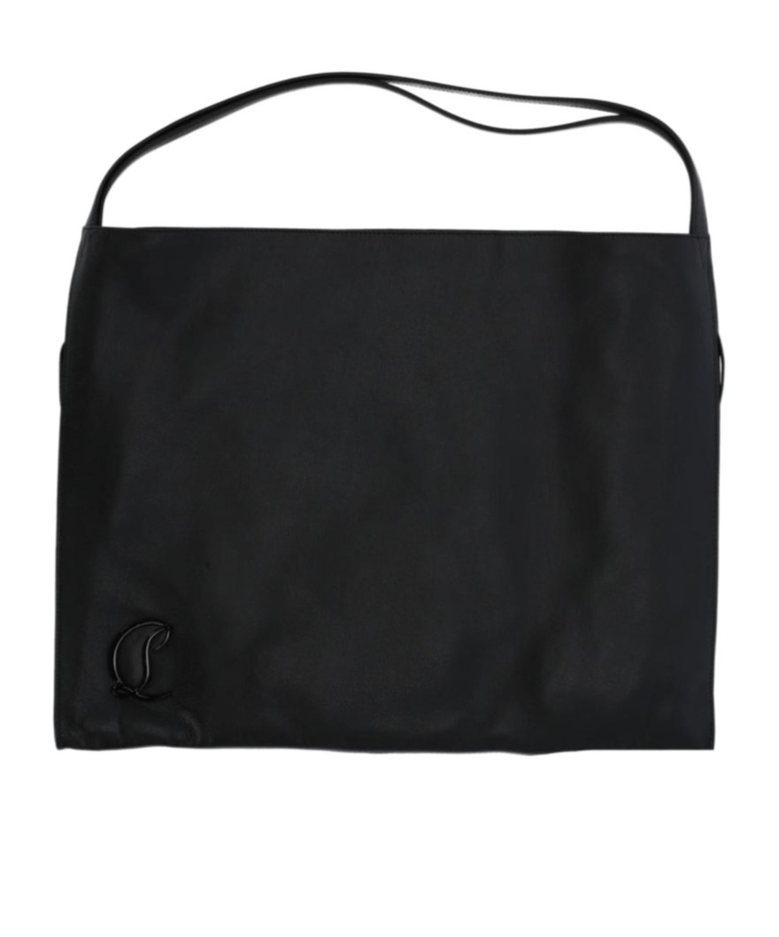 Christian Louboutin Logo Plaque Drawstring Shoulder Bag In Black