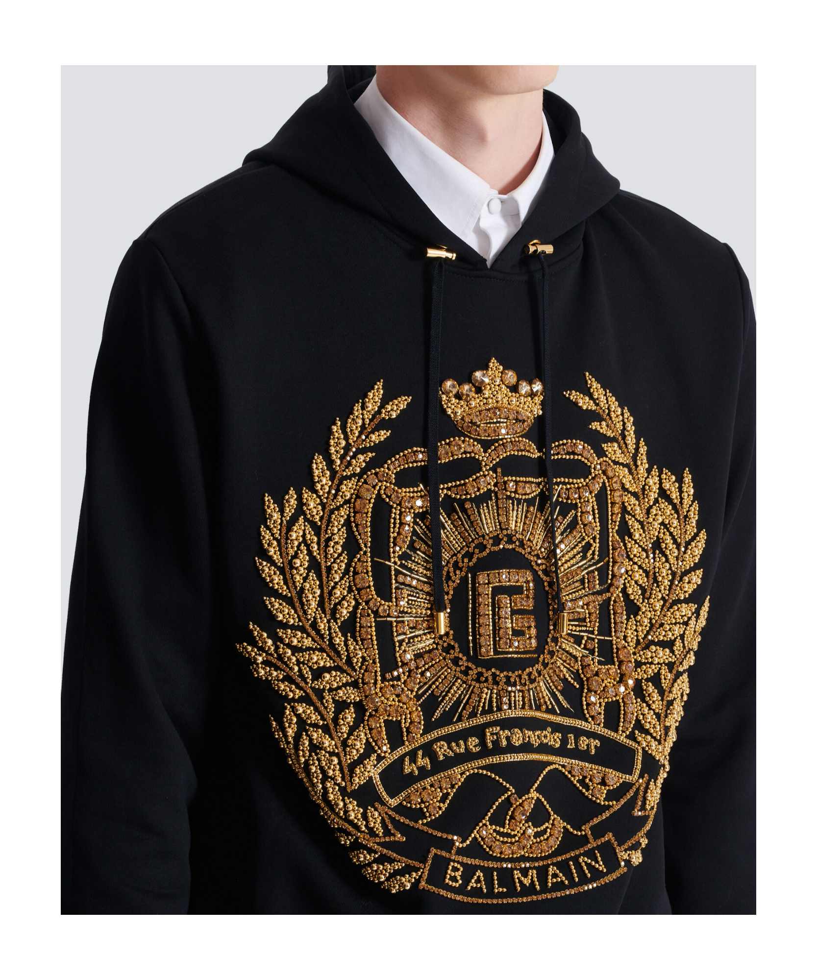 Balmain Embroidered Hoodie In Black