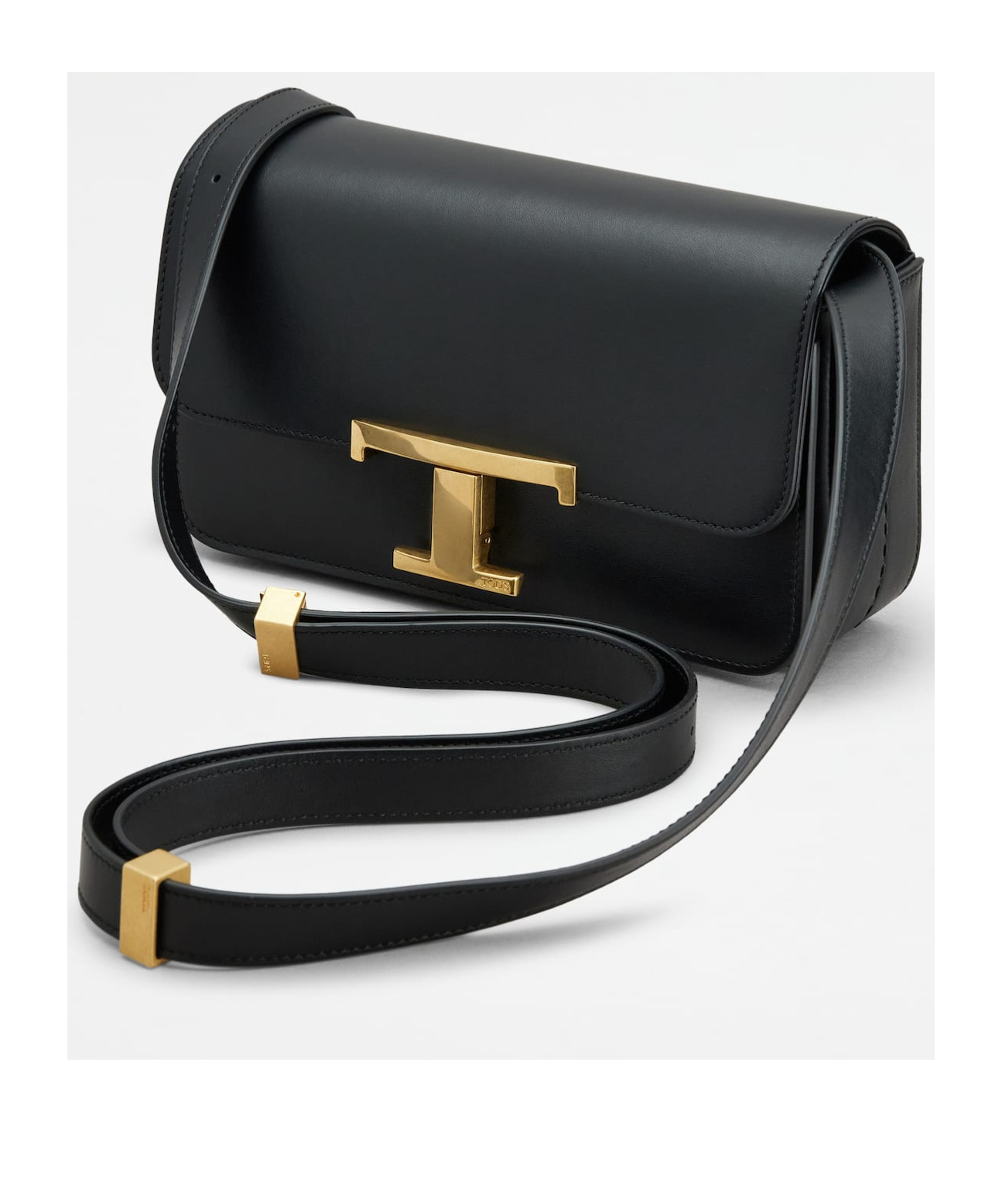 Tod's T Timeless Shoulder Bag In Micro Leather In Black