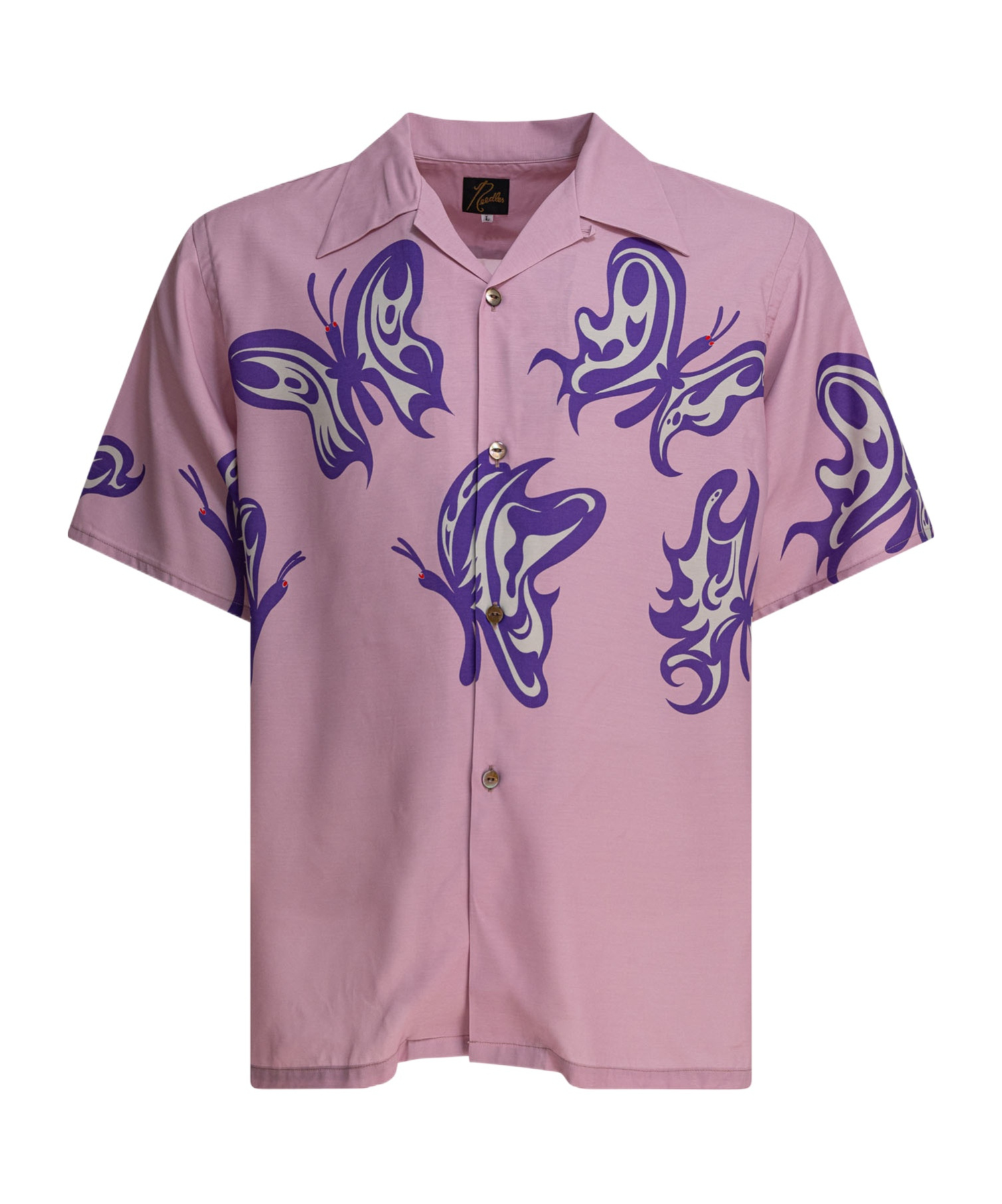 Needles Short Sleeves Butterfly Print Shirt In Pink