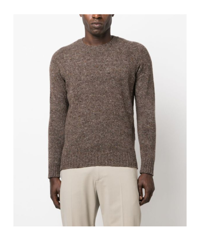 Drumohr Brown Knitted Wool Blend Sweater In Black