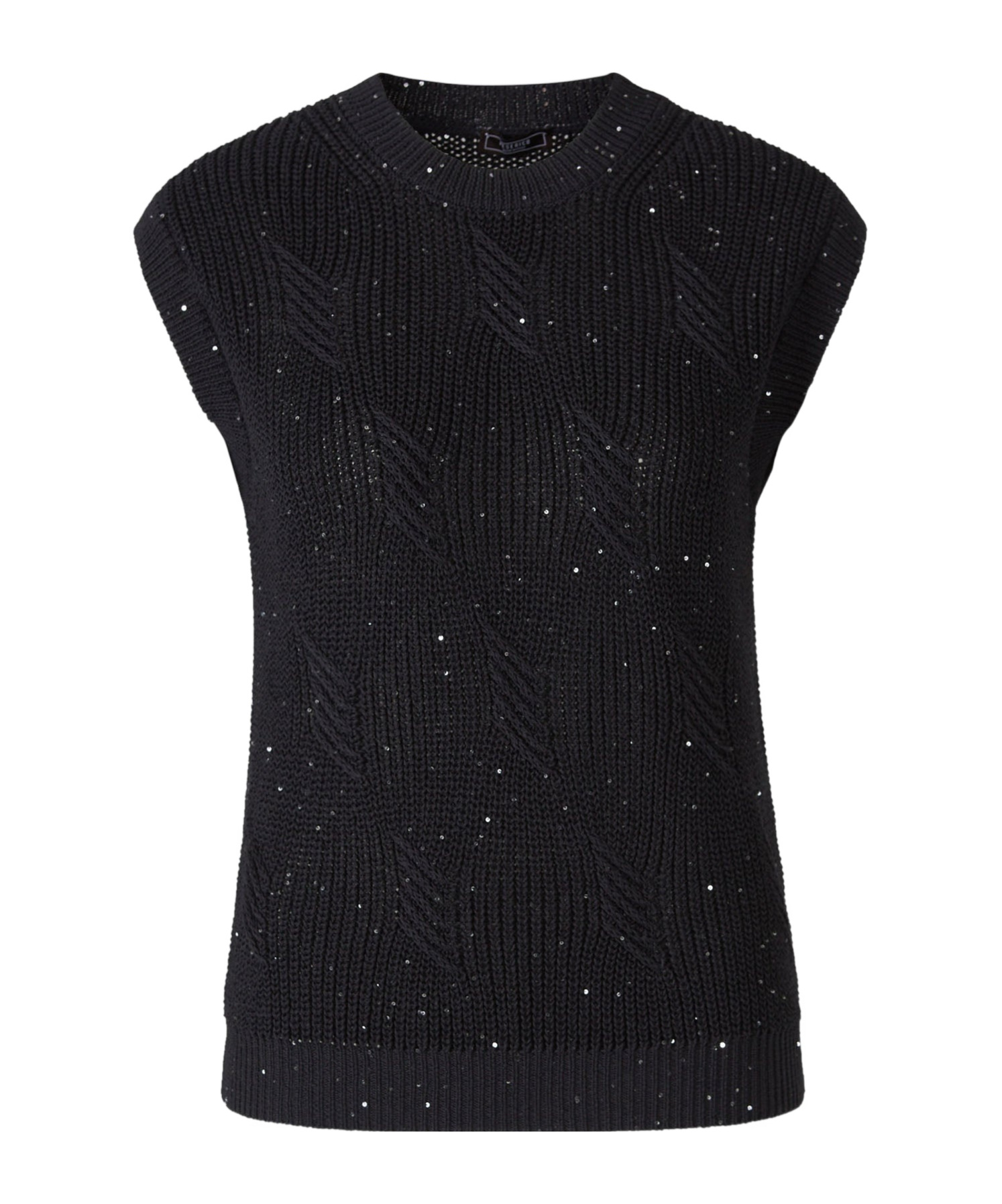 Shop Peserico Round Collar Sleeveless Sweater In Black