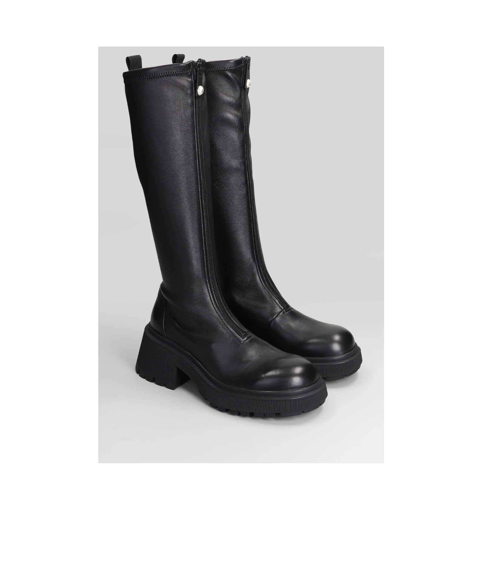 Jimmy Choo Lune Low Heels Boots In Black Leather In Black