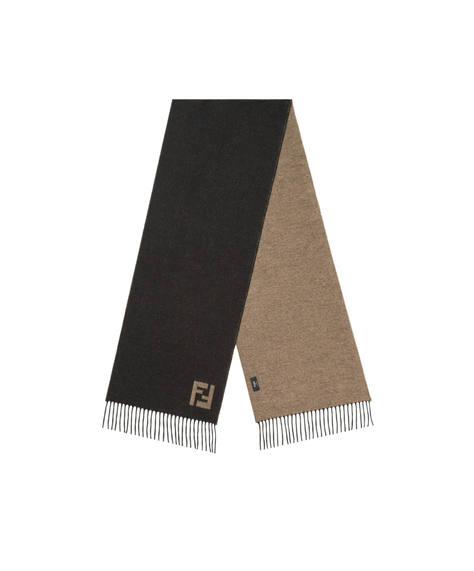 Fendi Wool And Cashmere Fringed Scarf Accessories In Black
