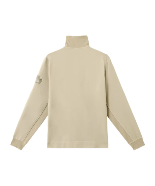 Stone Island Half-snap Sweatshirt With Pocket And Ribbed Iays In Nude