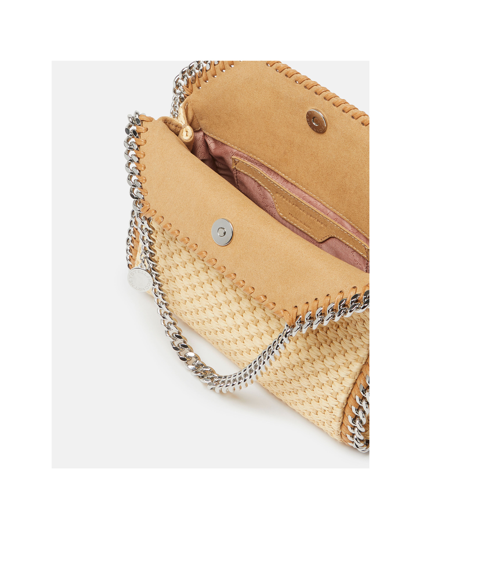 Stella Mccartney Falabella Woven Mini Tote Bag In Nude