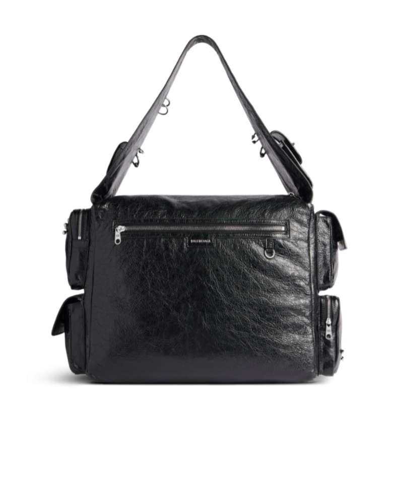 Balenciaga Superbusy Pierced Large Shoulder Bag In Black