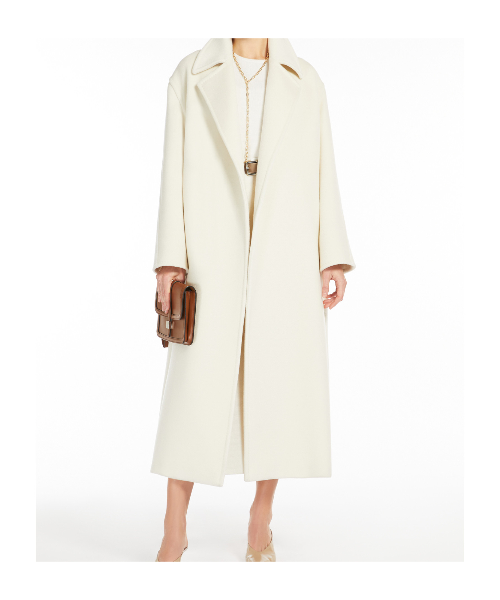 Max Mara White Alpaca Fragore Orsetto Biver Coat In White
