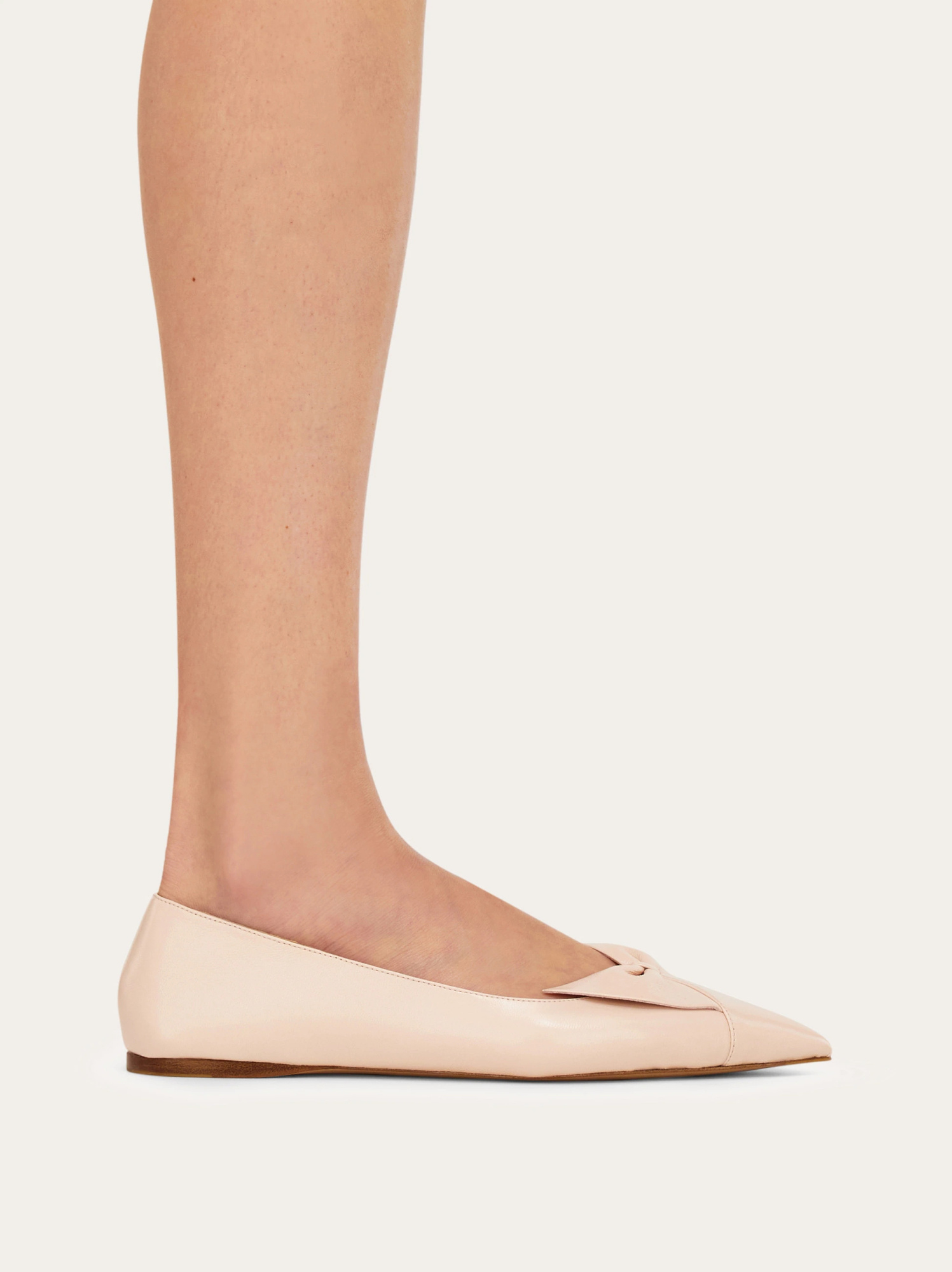 Ferragamo Gwen Pointed-toe Leather Flats In Pink