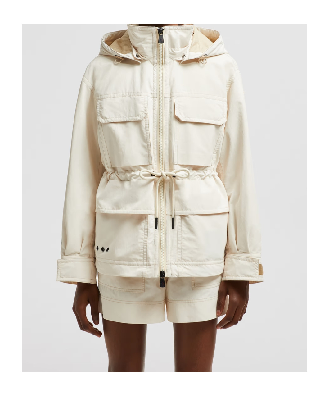 Moncler Nimba Hooded Field Down Jacket White In Nude