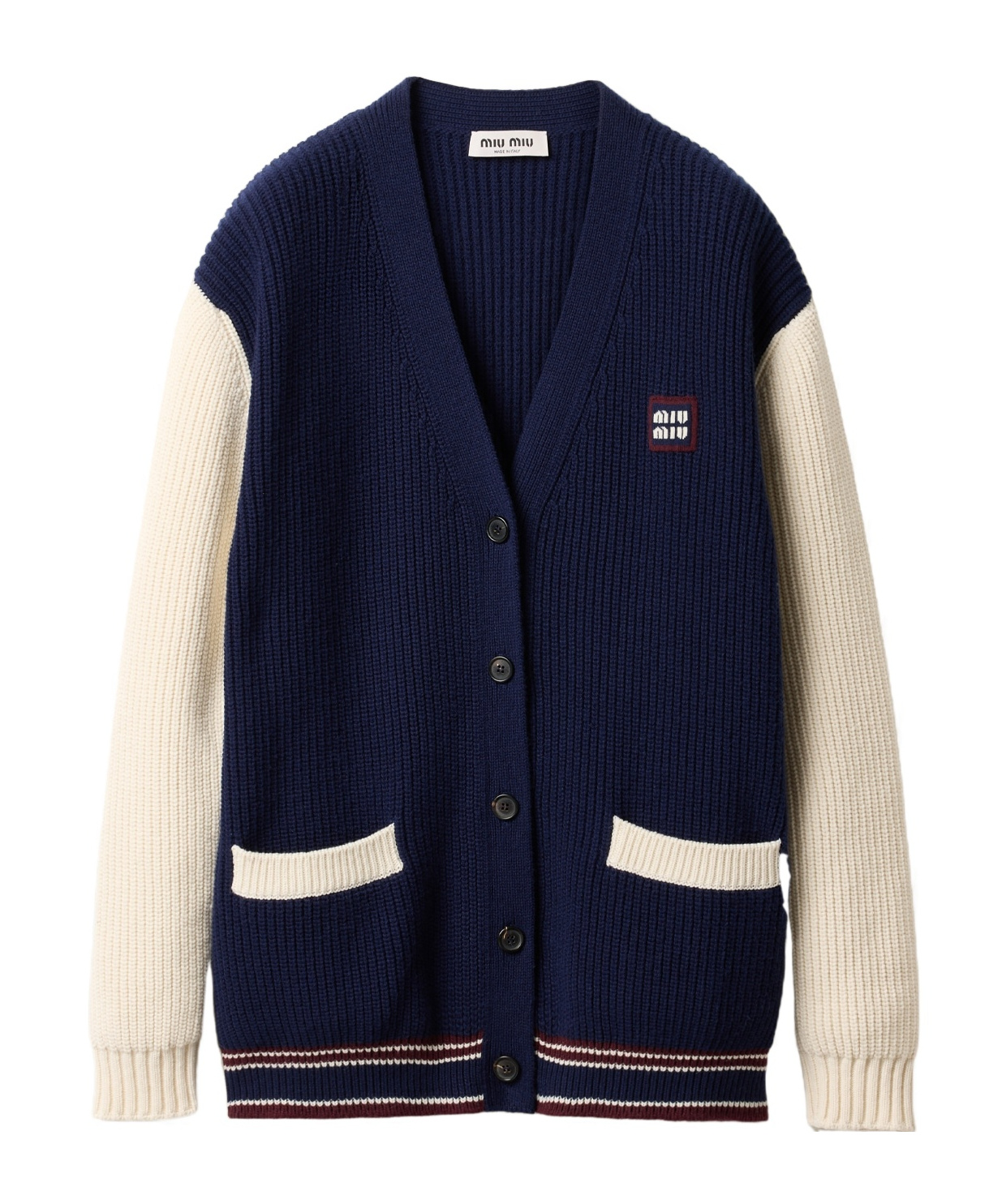Miu Miu Ribbed-knit Cardigan In Black