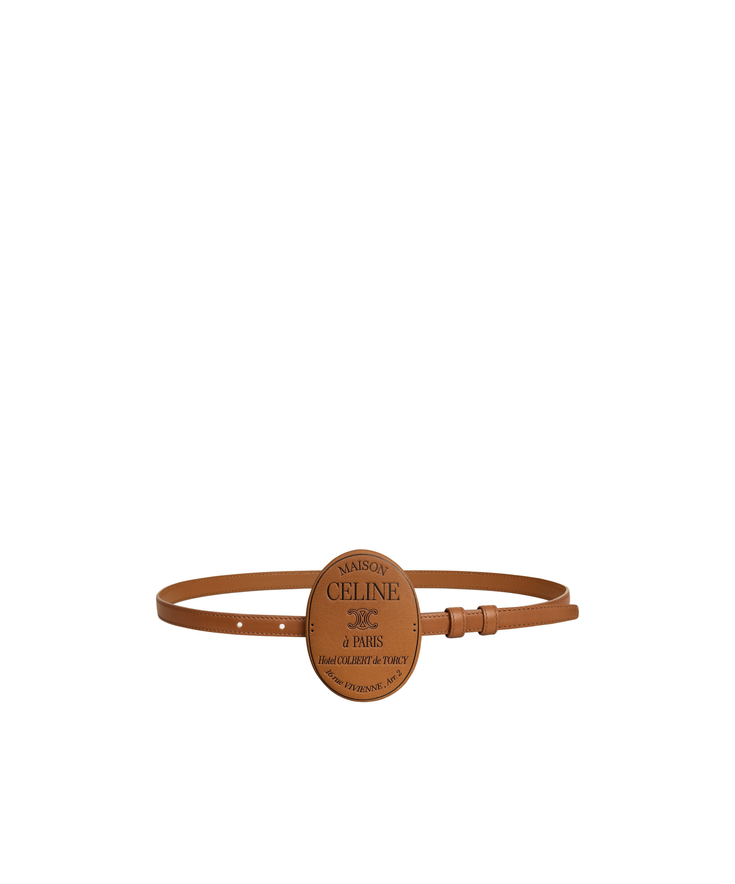 Celine Maison  Belt 13mm Covered In Smooth Calfskin In Tan/black