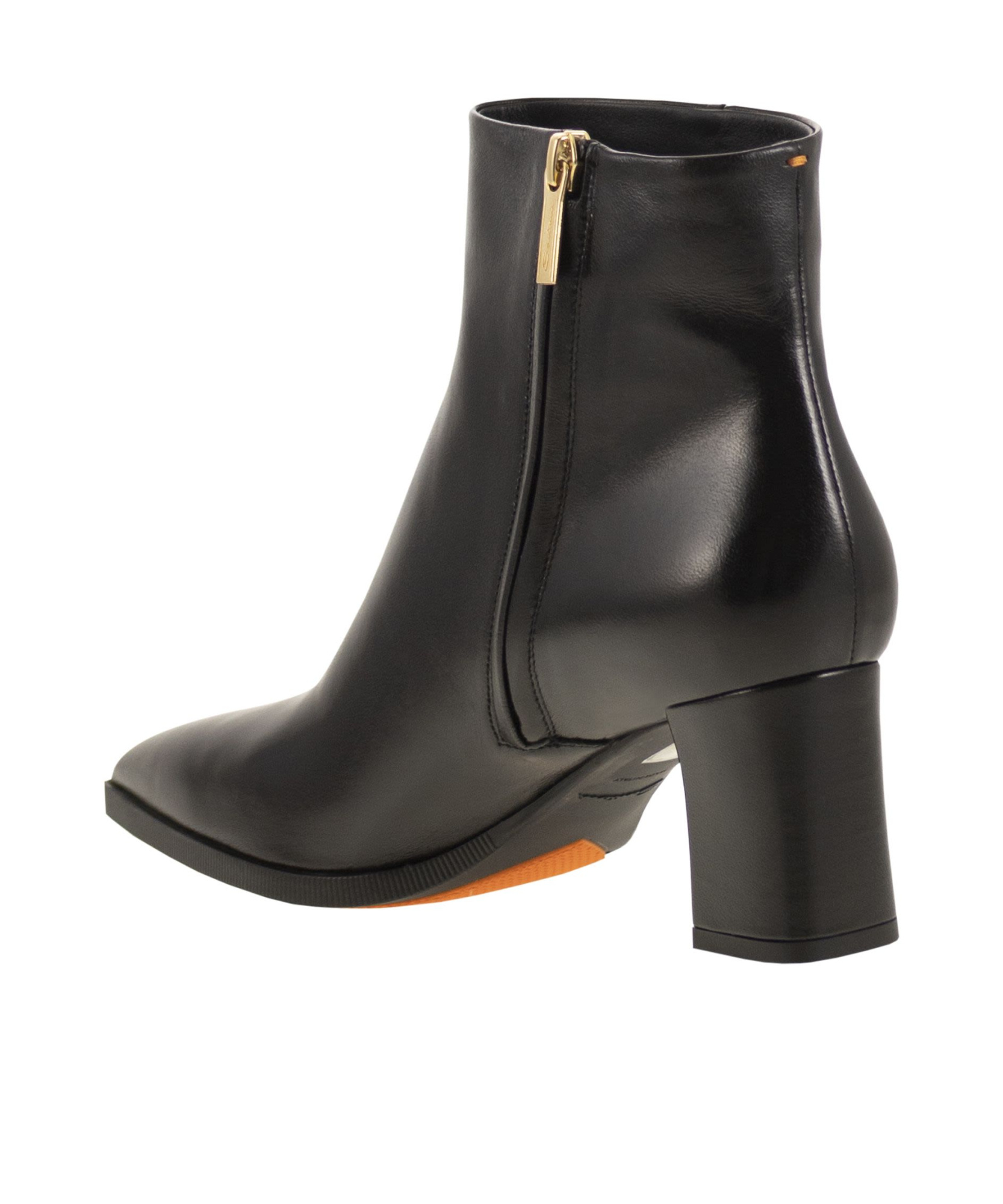 Santoni Medium Heel Leather Ankle Boot In Black