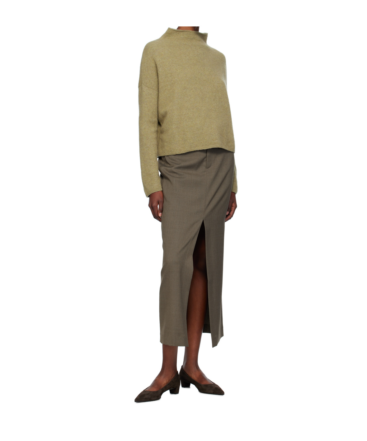 Filippa K Khaki Mika Yak Funnelneck Sweater In Neutral