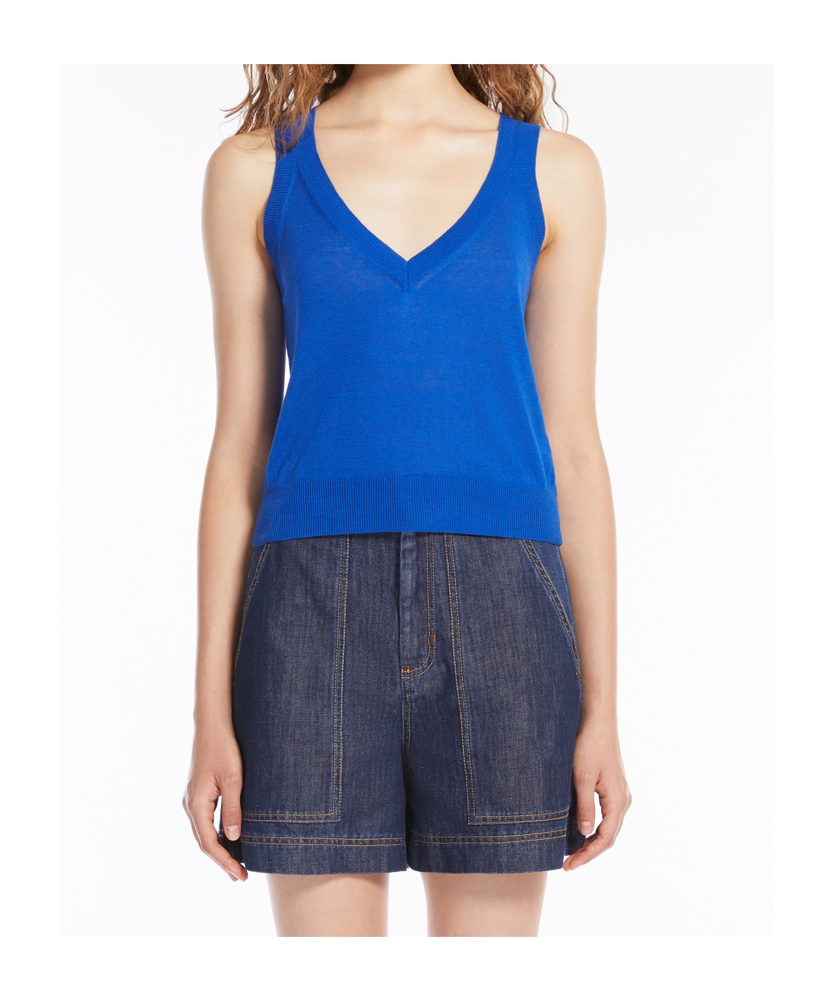 Weekend Max Mara Long-sleeved Cardigan And Vest Combination Two-piece Set In Blue