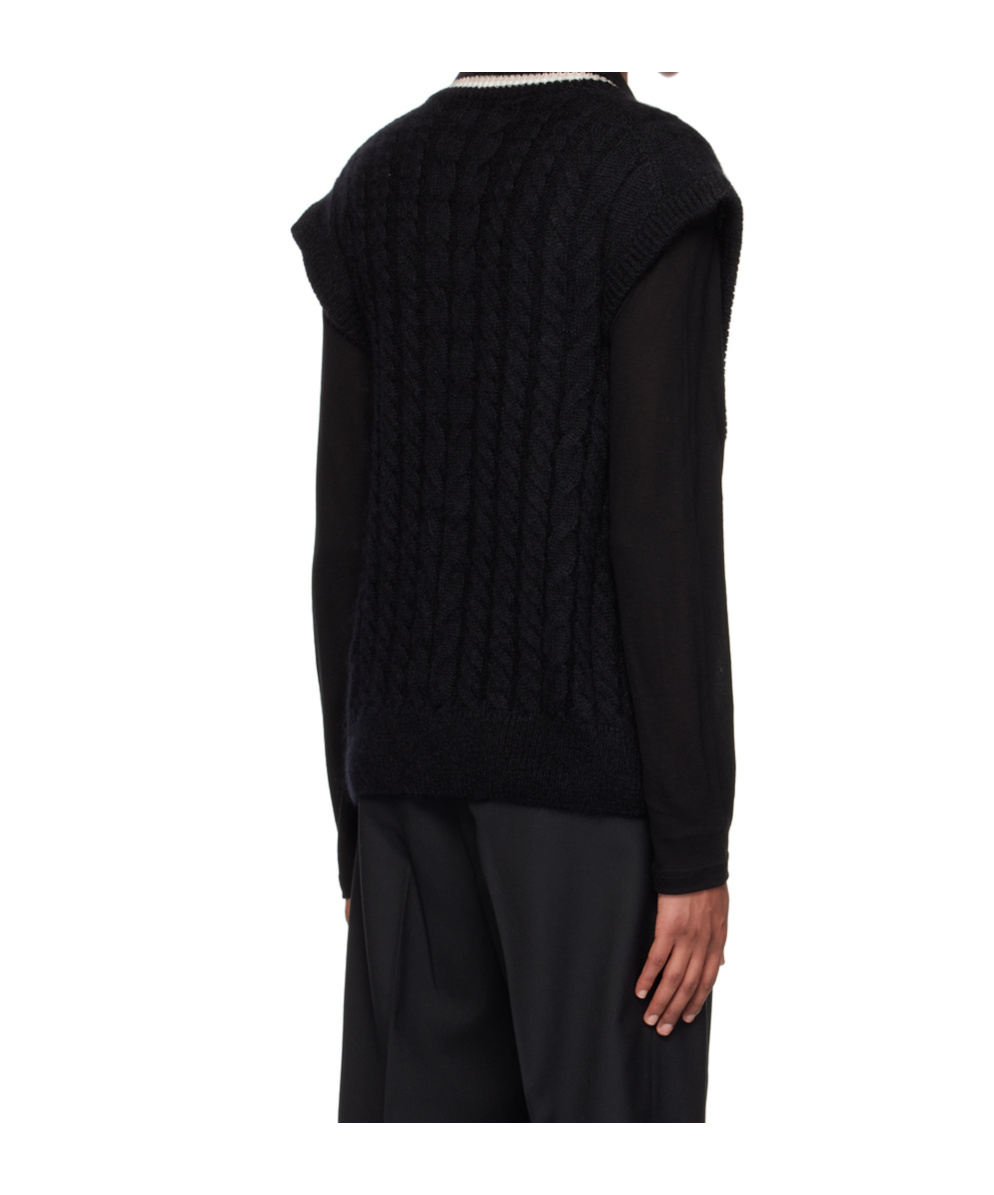 Filippa K Cable Knit Mohair Blend Vest In Black