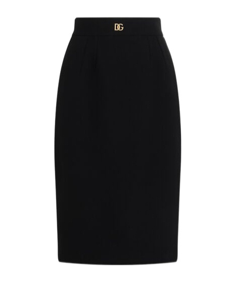 Dolce & Gabbana Black Wool Pencil Midi Skirt In Black